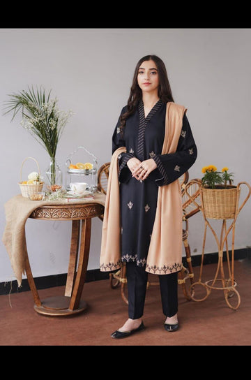 Unsitiched DhanakEmbroidered 3pc