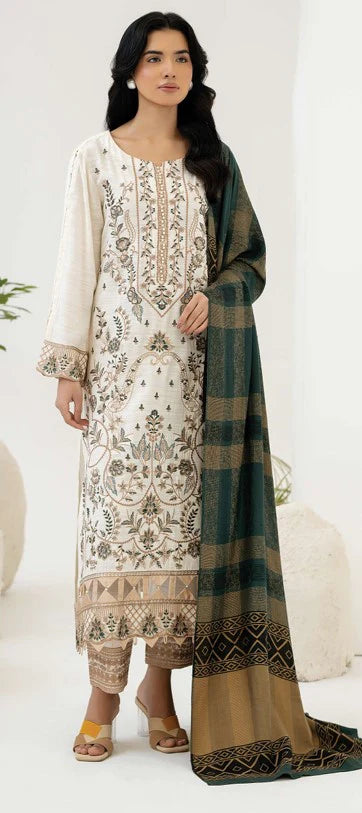 Johra Samama Unsitiched Peach Leather Embroidered 3pc