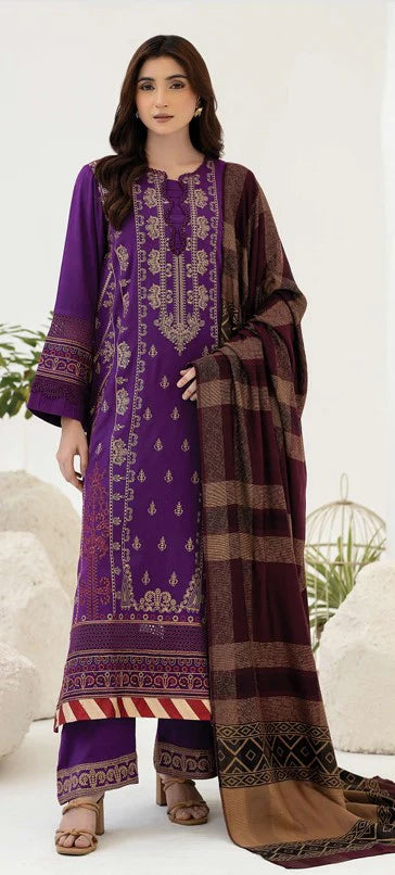 Johra Samama Unsitiched Peach Leather Embroidered 3pc