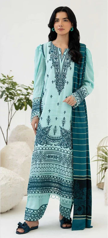 Johra Samama Unsitiched Peach Leather Embroidered 3pc