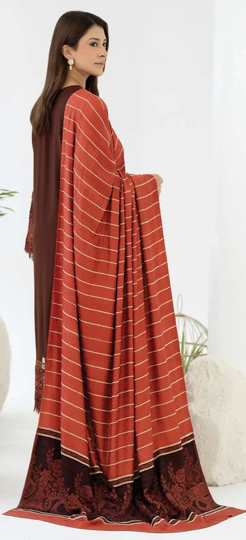 Johra Samama Unsitiched Peach Leather Embroidered 3pc