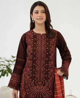 Johra Samama Unsitiched Peach Leather Embroidered 3pc