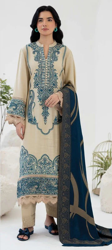 Johra Samama Unsitiched Peach Leather Embroidered 3pc