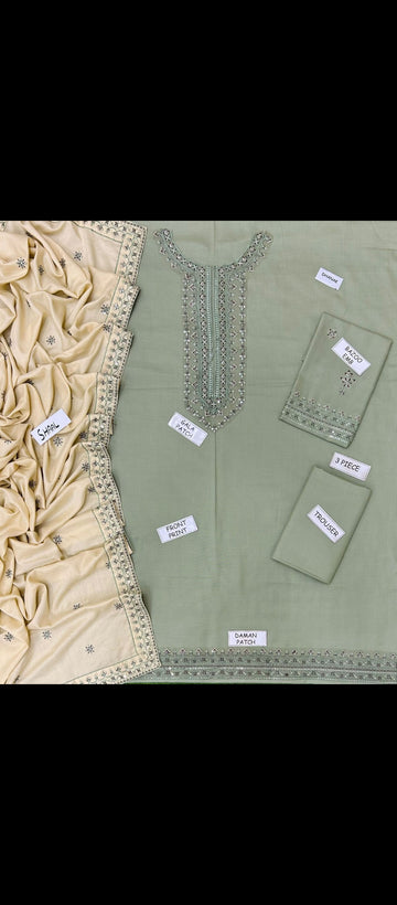 Unsitiched Dhanak Embroidered 3pc